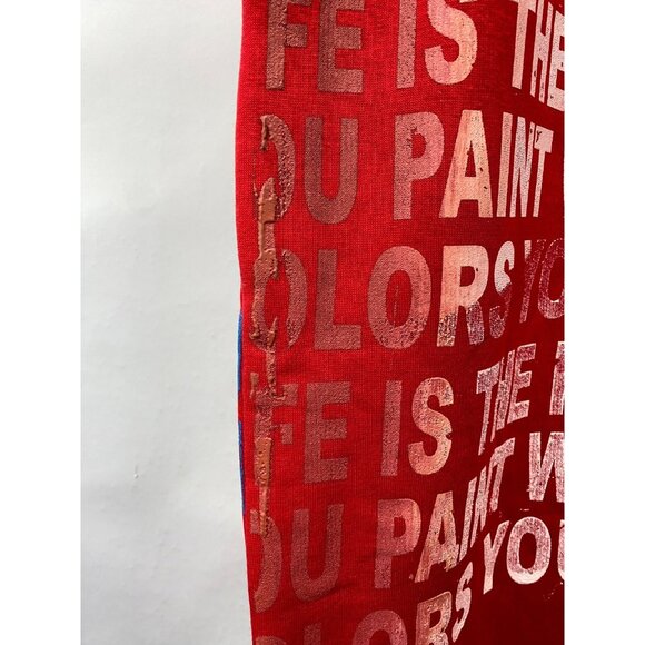 Snow Milk Brooklyn Red Hand Painted Upcylced Sweatpants Size Large New RARE! - Picture 3 of 8